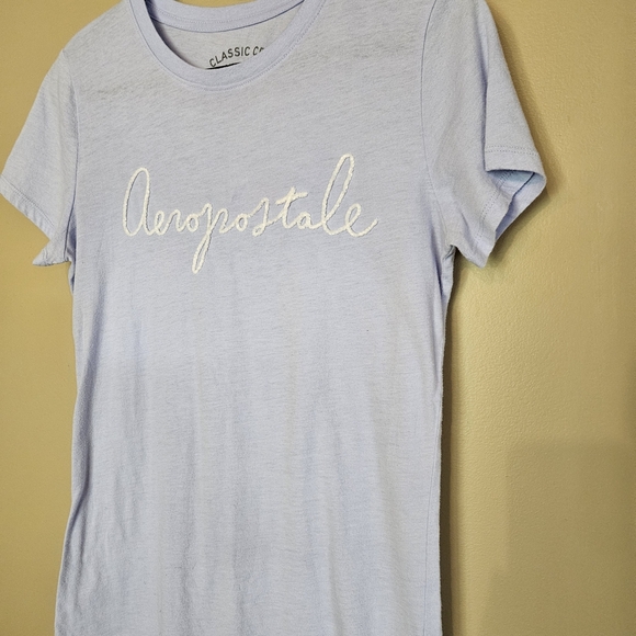 Aeropostale Baby Blue Classic Crew T Shirt Large Cotton Blend Casual Loungewear - Picture 5 of 6